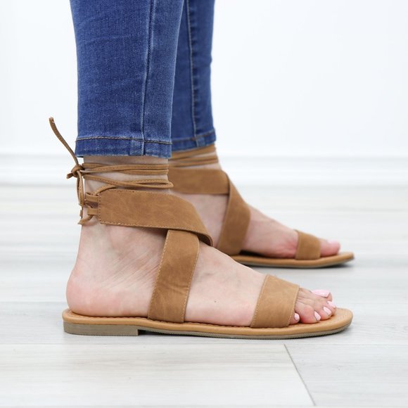 Gray Gladiator Laced-Up Bootie Style Flat Sandals - Picture 5 of 10